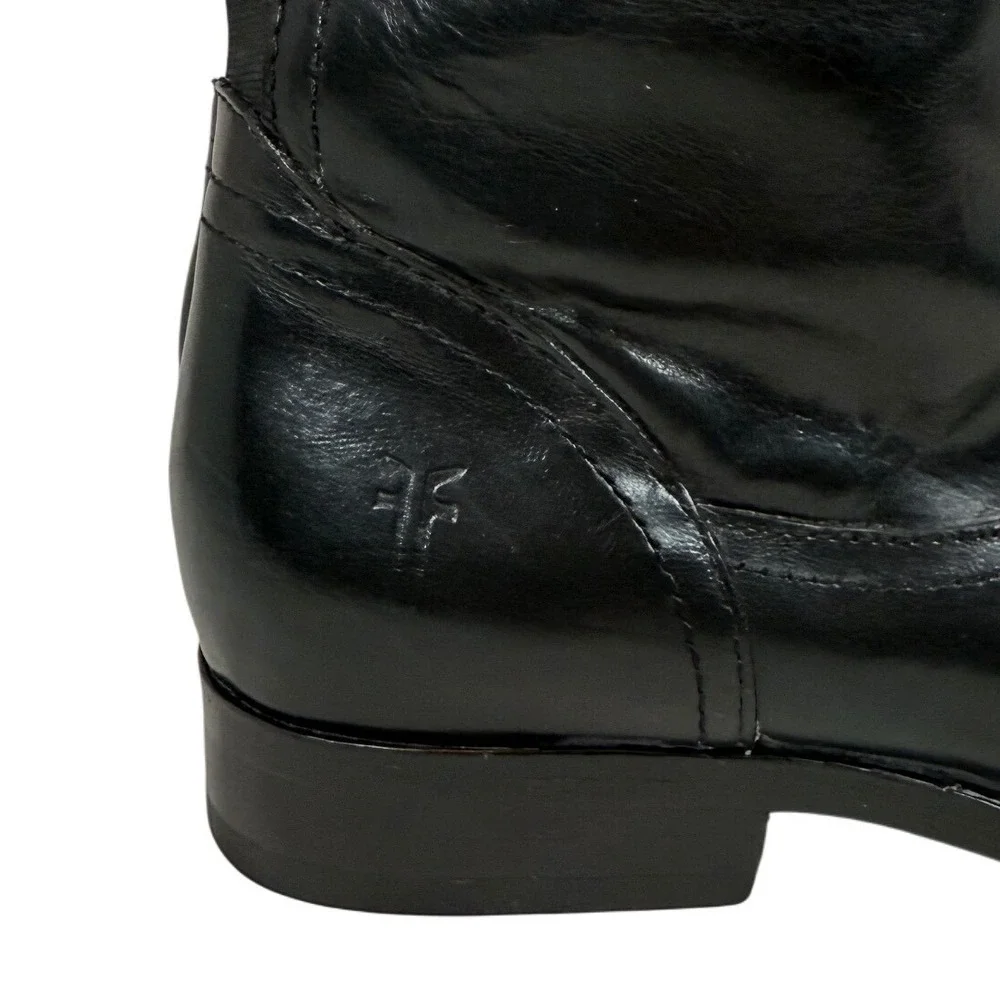 FRYE Melissa Over The Knee Leather Riding Boots, Harness Buckle, Black, Size 6.5